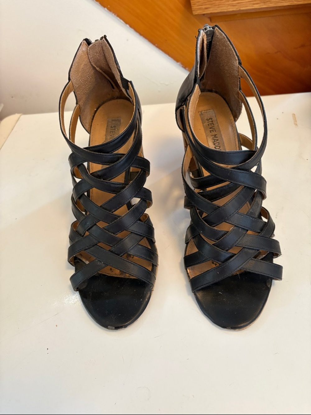 Steve Madden Black Crisscross Strappy Heels